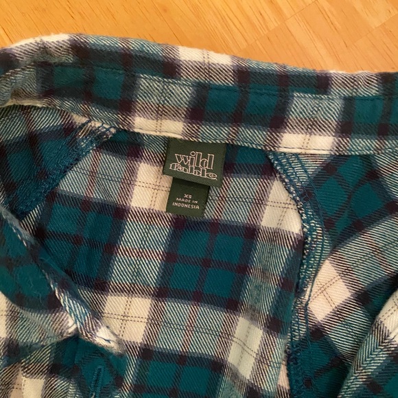 Wild Fable Teal and White Plaid Shirt - Picture 2 of 2